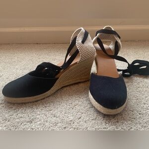 J. Crew Lace Up Espadrille Black Size 9.5